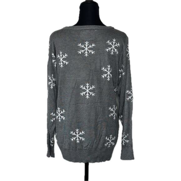 Tipsy Elves Women’s Gray Sequined Snowman Snow Day Christmas Sweater Size L New - Picture 6 of 14